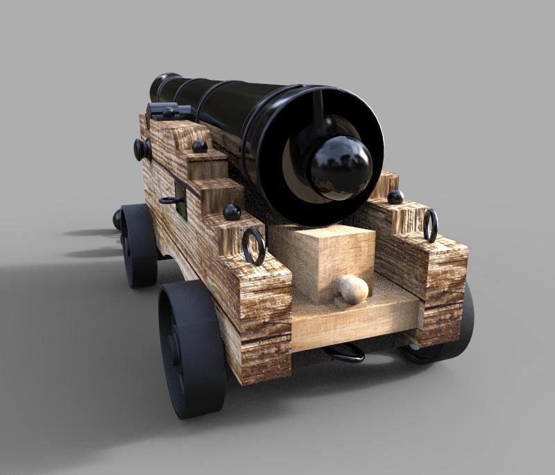 Naval Cannon 3D model_2
