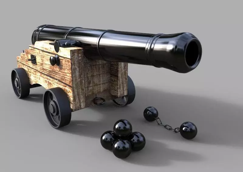 Naval Cannon 3D model_0
