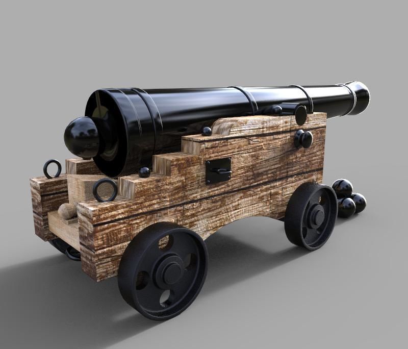 Naval Cannon 3D model_1