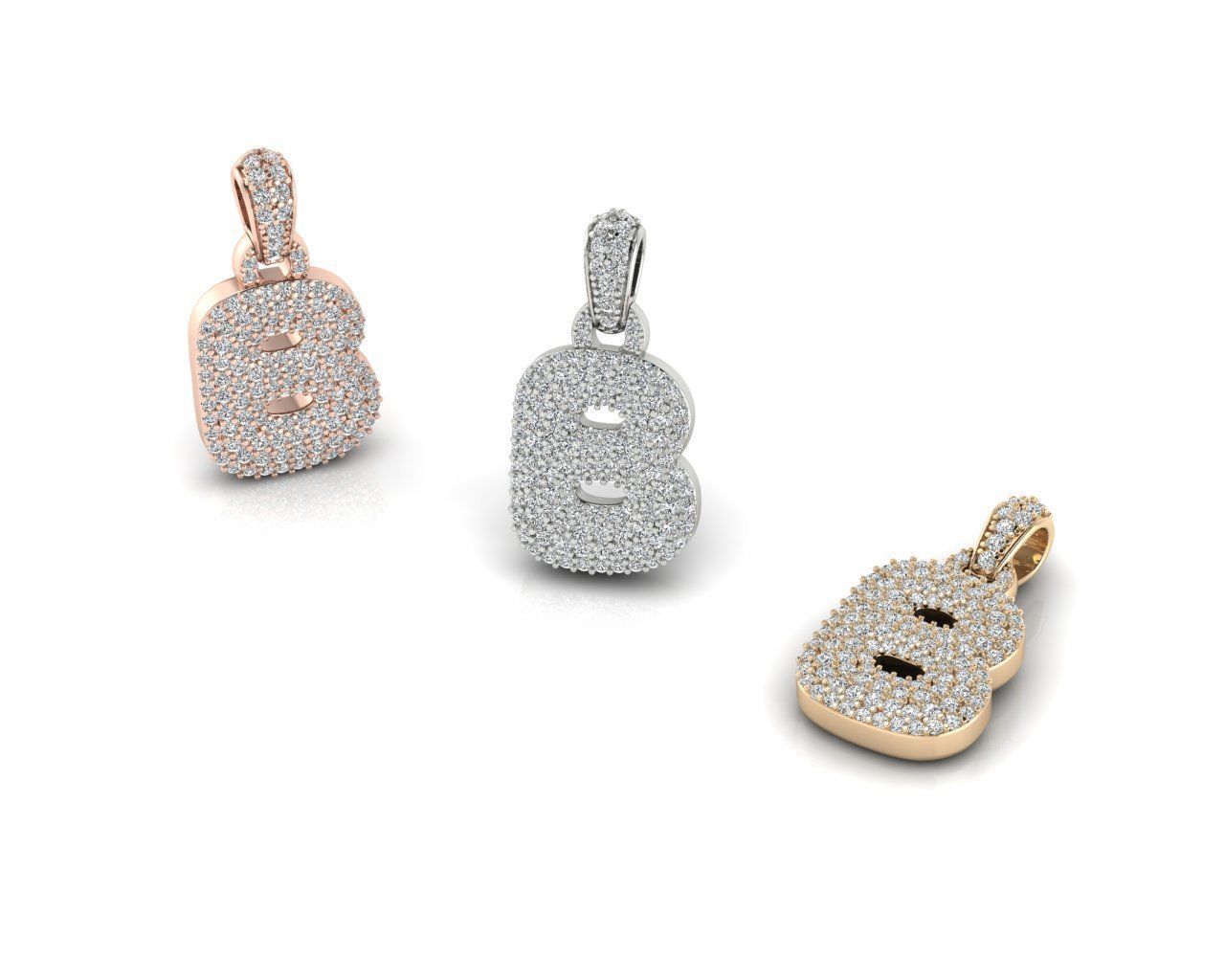 Alphabet Bubble B 3D print model_10