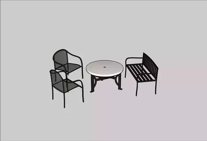 Round Exterior Table Low-poly 3D model