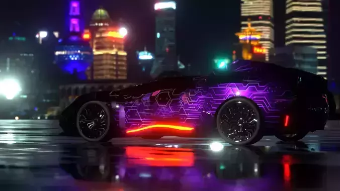 Avax - Cyberpunk car - 5k polygons - TWO 4K textures included Low-poly 3D model
