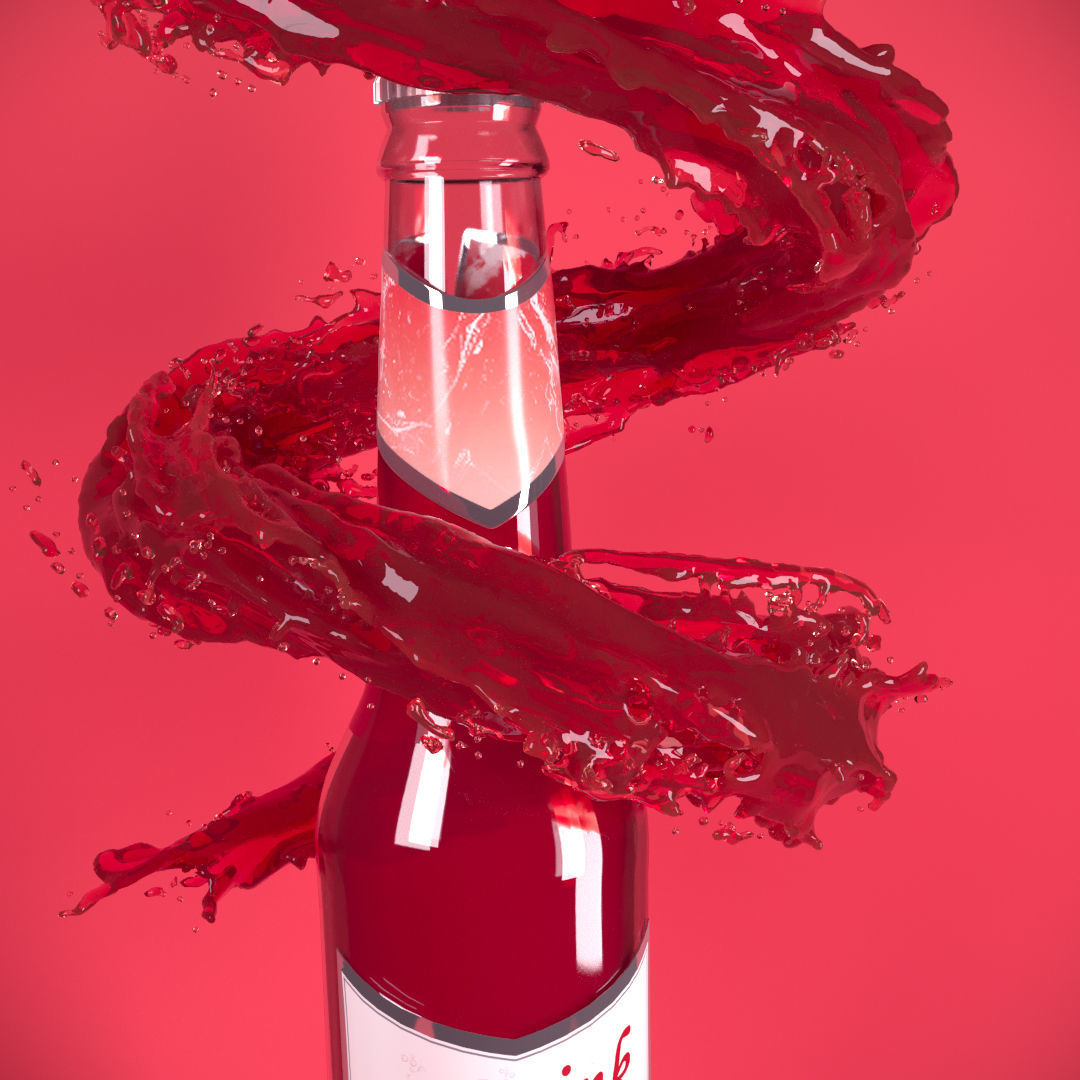 Animated Water plash spiral 3D model_8