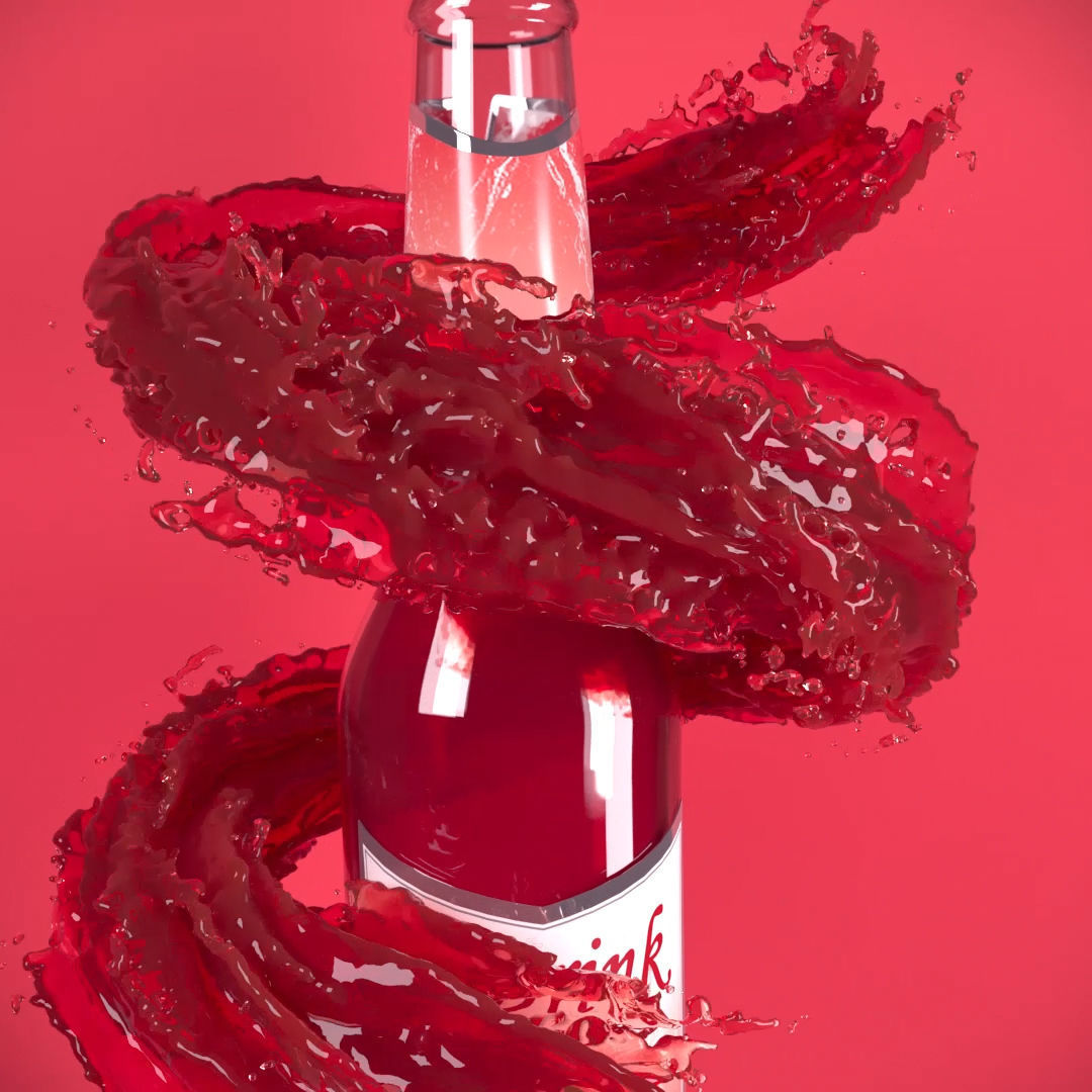 Animated Water plash spiral 3D model_4