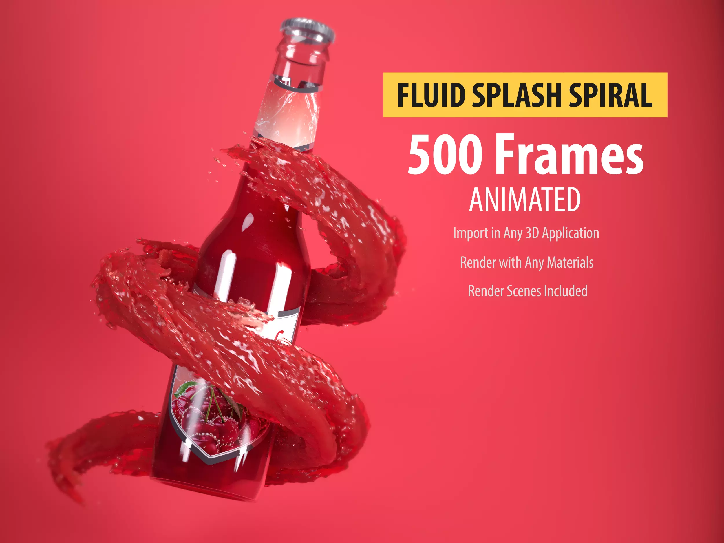 Animated Water plash spiral 3D model_0