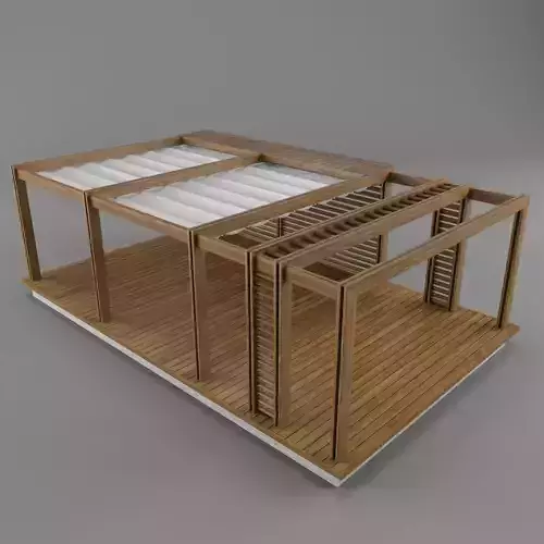 wooden pargola and fabric pargola