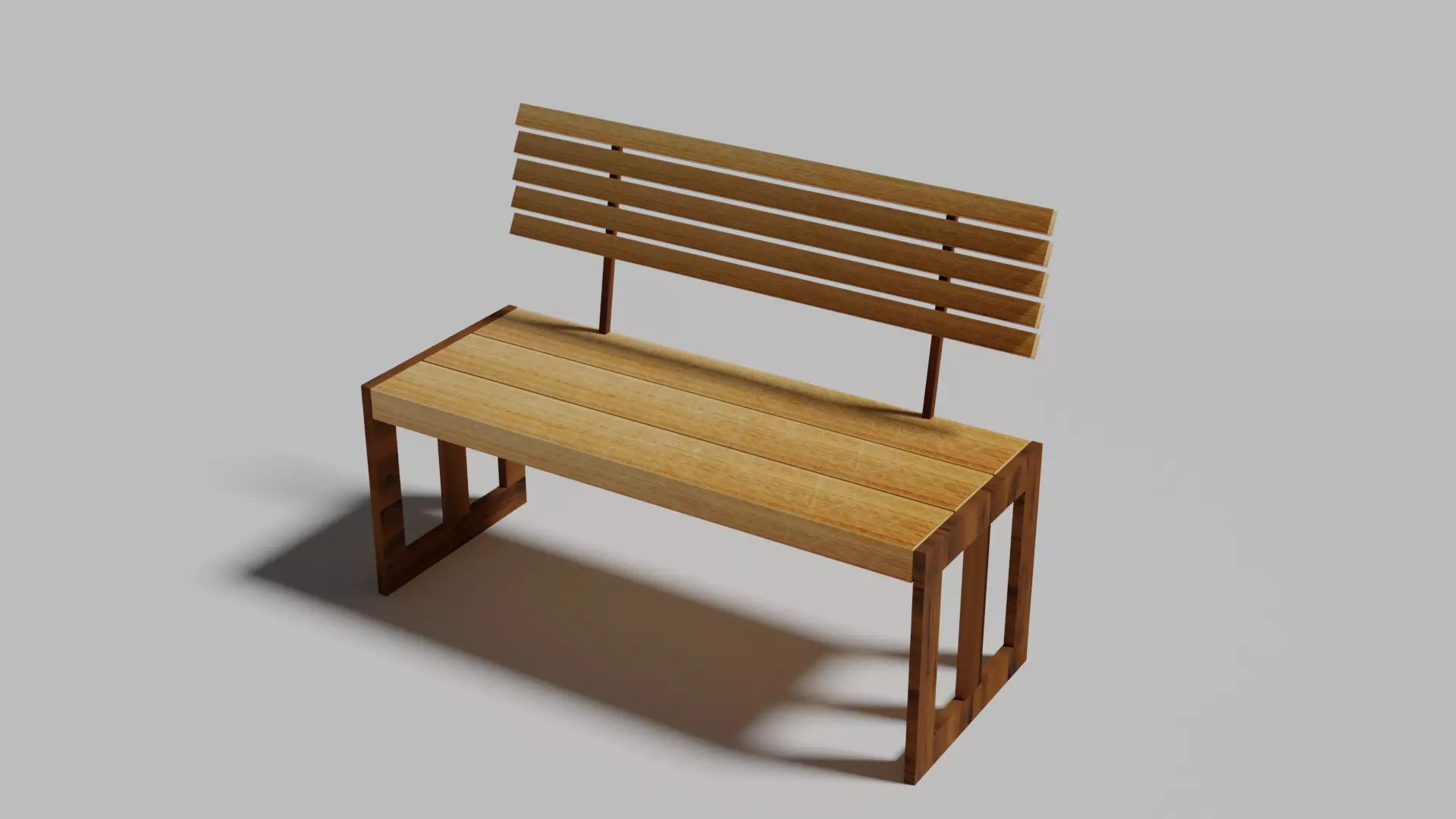 Streetbench wooden bench Low-poly 3D model