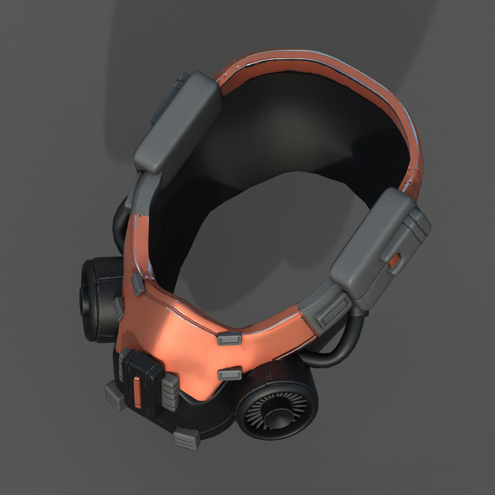 Gas mask scifi futuristic military combat  Low-poly 3D model_7