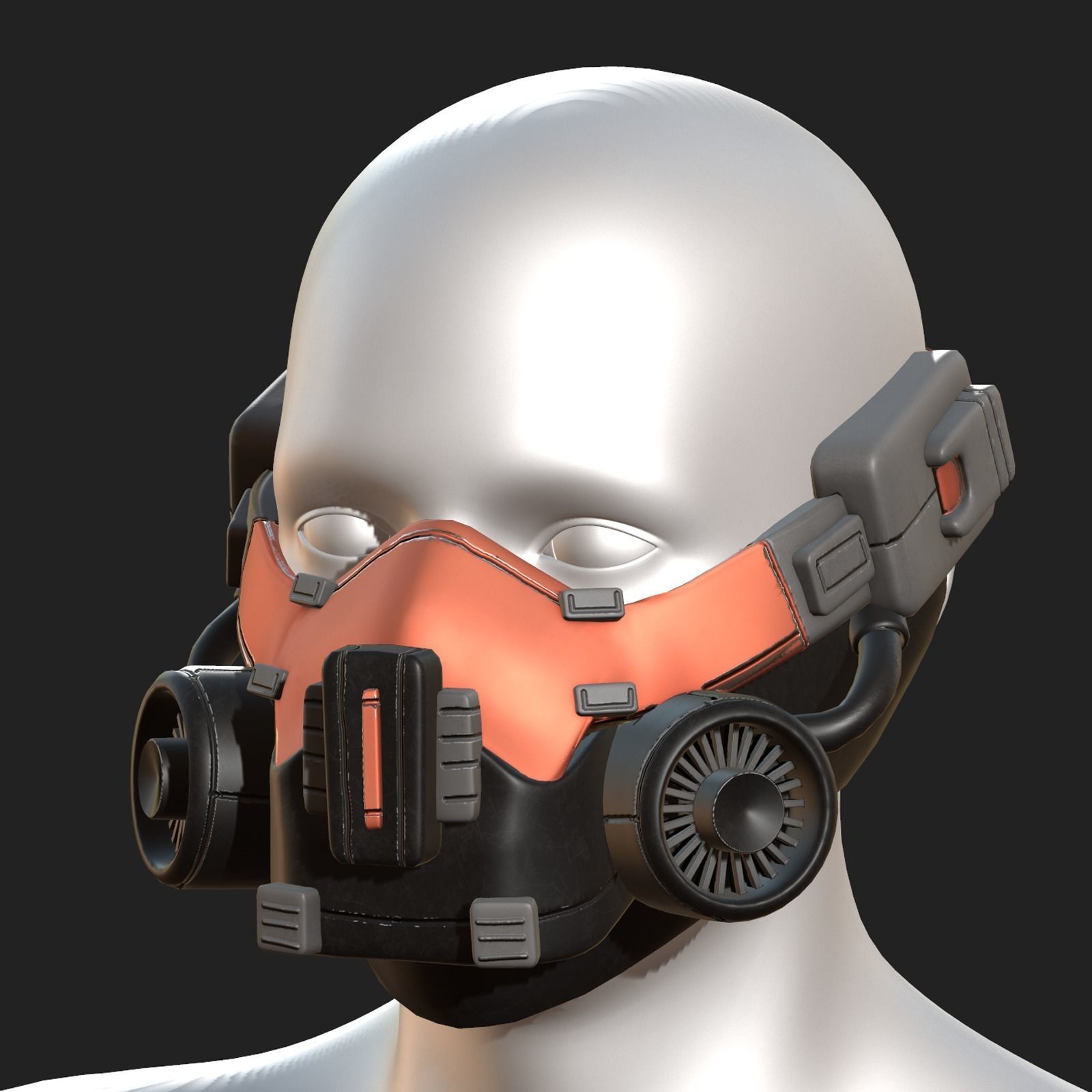 Gas mask scifi futuristic military combat  Low-poly 3D model_2