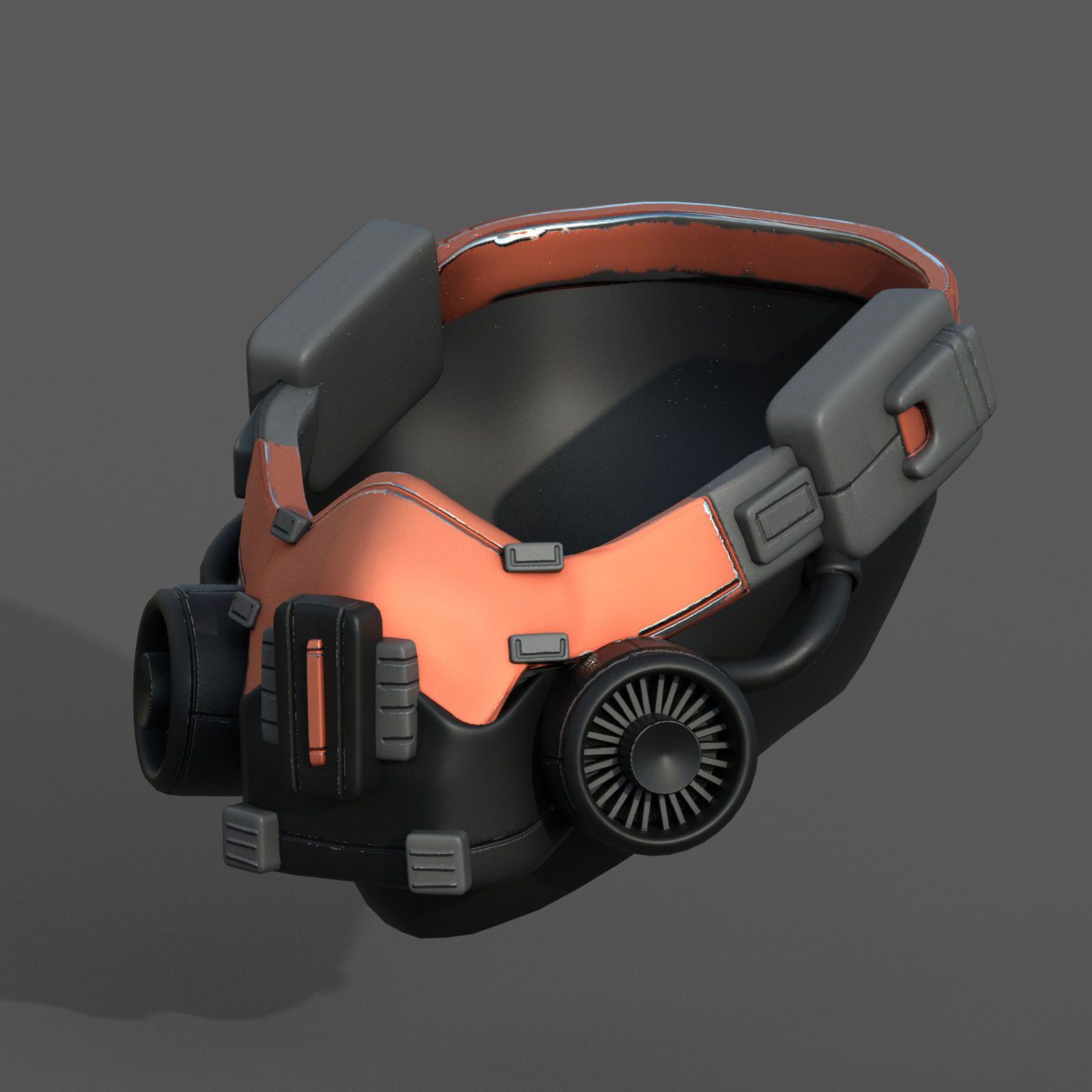 Gas mask scifi futuristic military combat  Low-poly 3D model_5