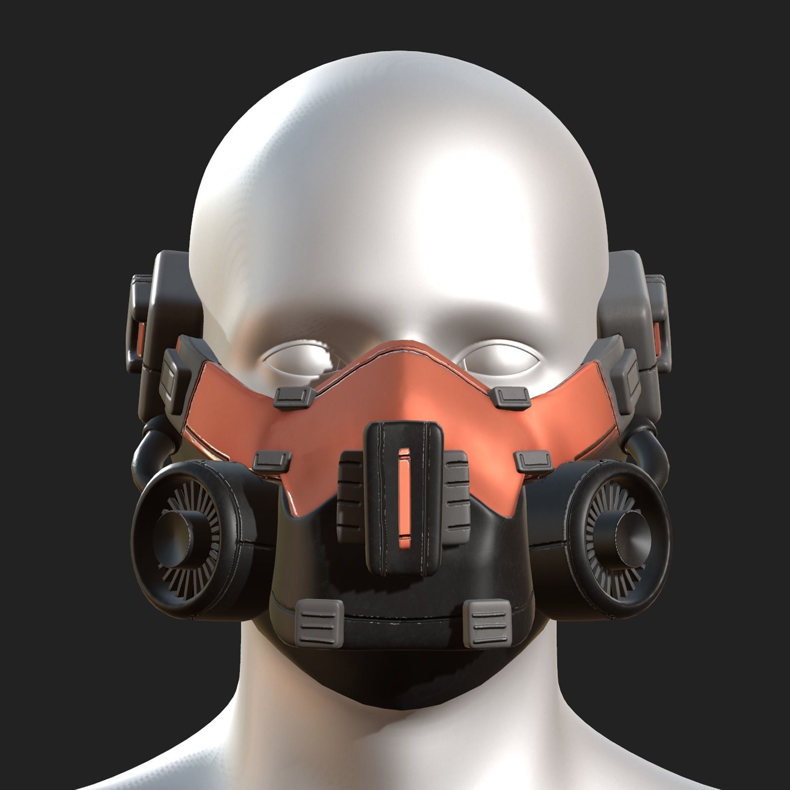 Gas mask scifi futuristic military combat  Low-poly 3D model_1
