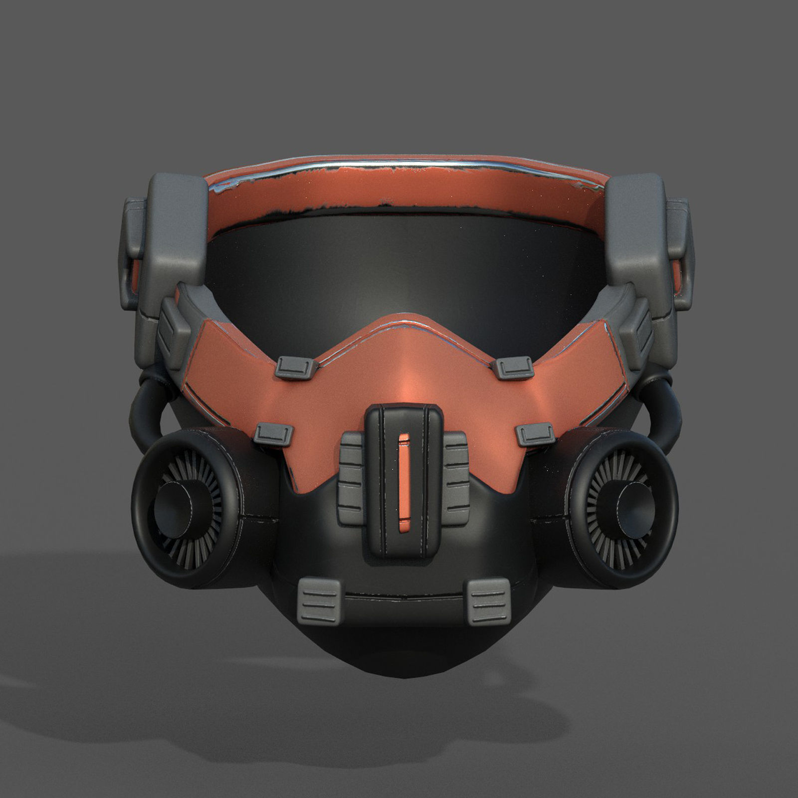 Gas mask scifi futuristic military combat  Low-poly 3D model_4