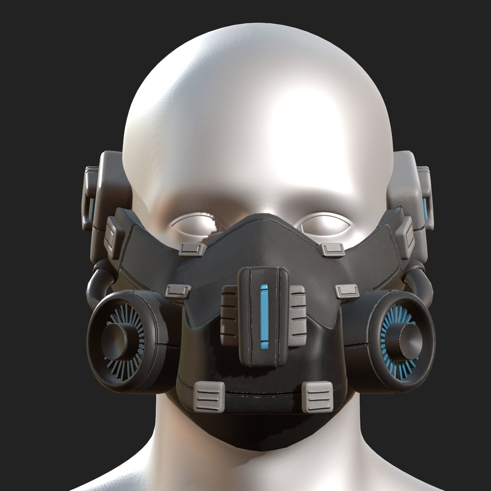 Gas mask helmet scifi futuristic military  Low-poly 3D model_2