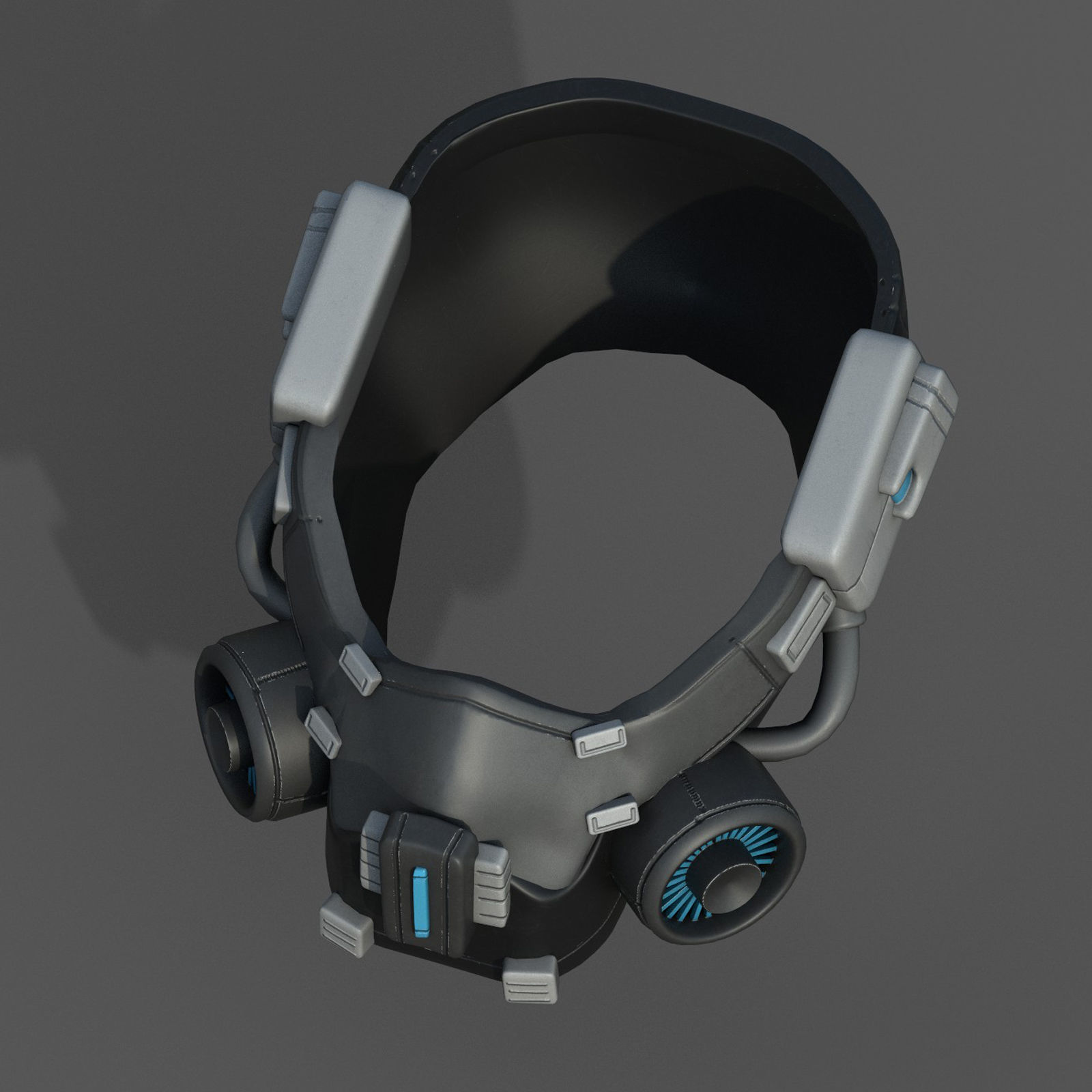 Gas mask helmet scifi futuristic military  Low-poly 3D model_9
