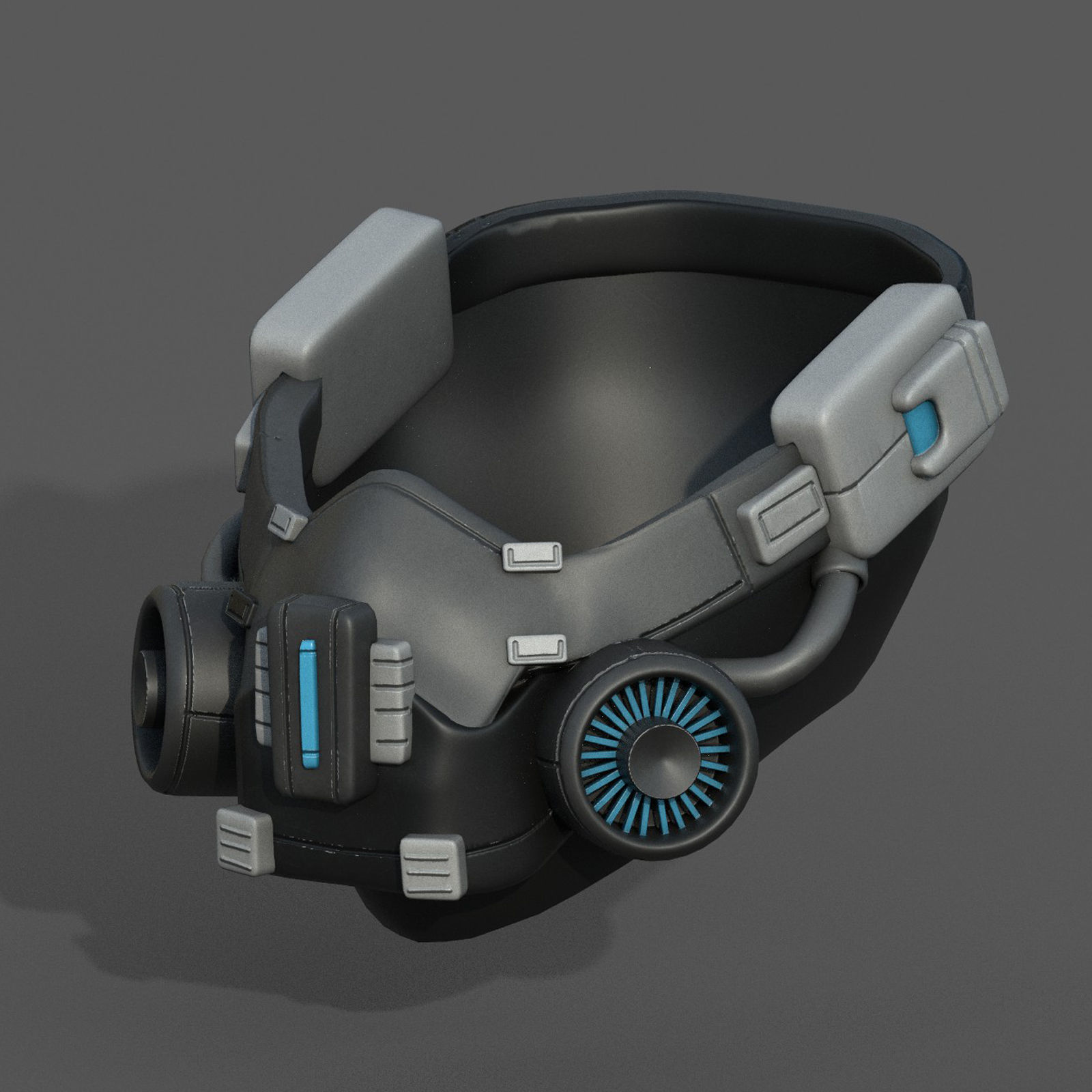 Gas mask helmet scifi futuristic military  Low-poly 3D model_3