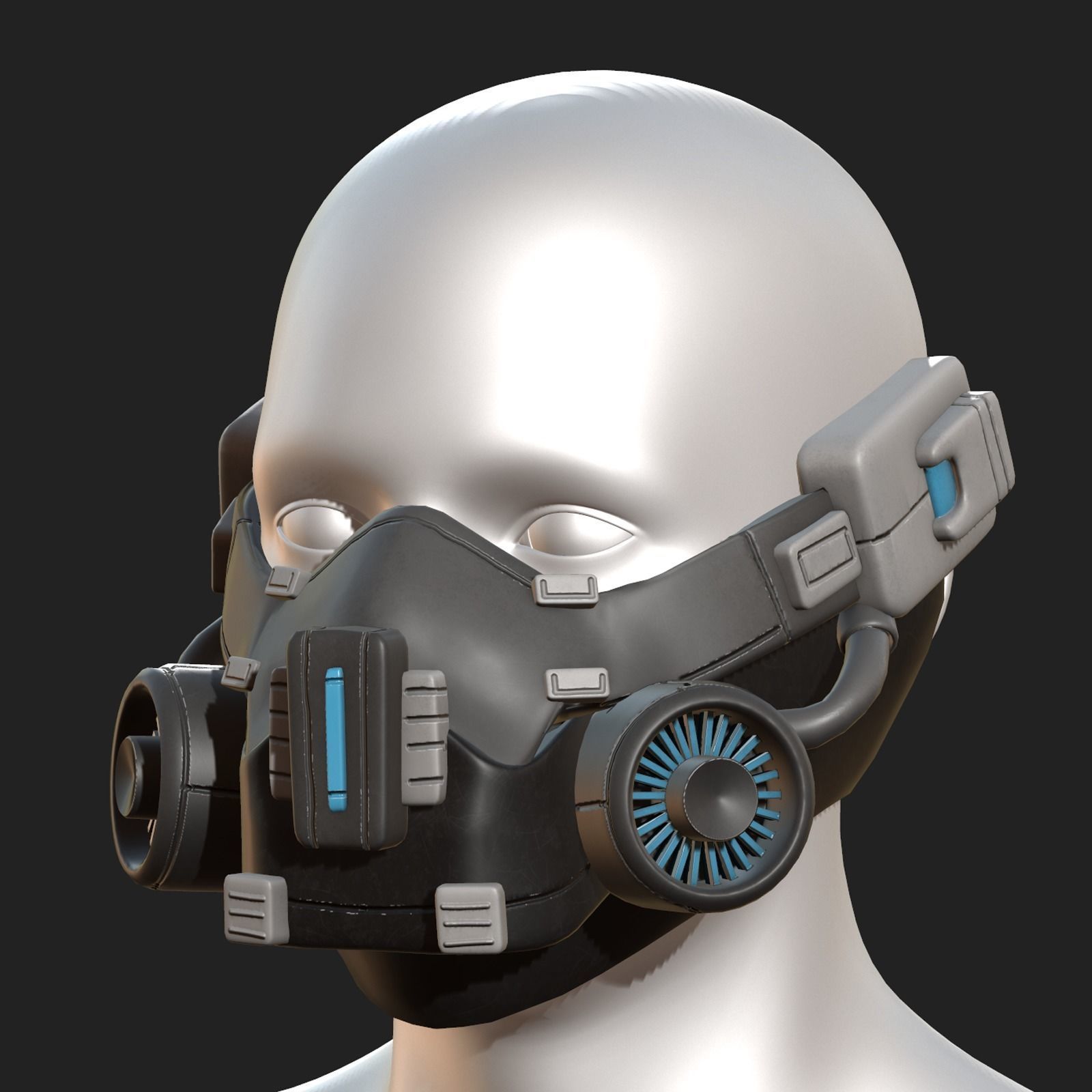 Gas mask helmet scifi futuristic military  Low-poly 3D model_1