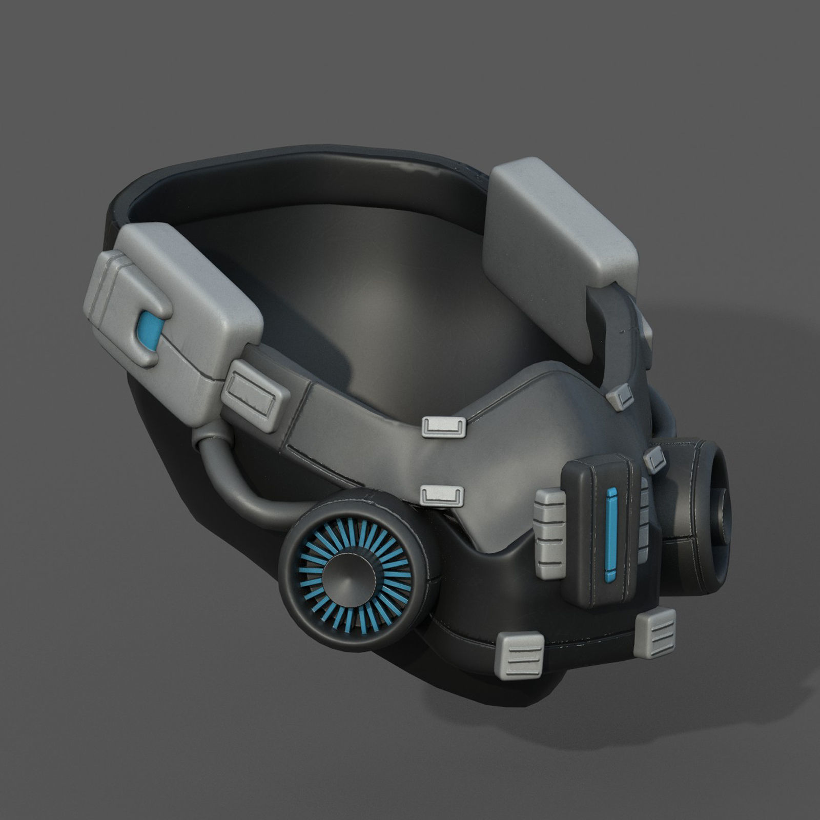 Gas mask helmet scifi futuristic military  Low-poly 3D model_5