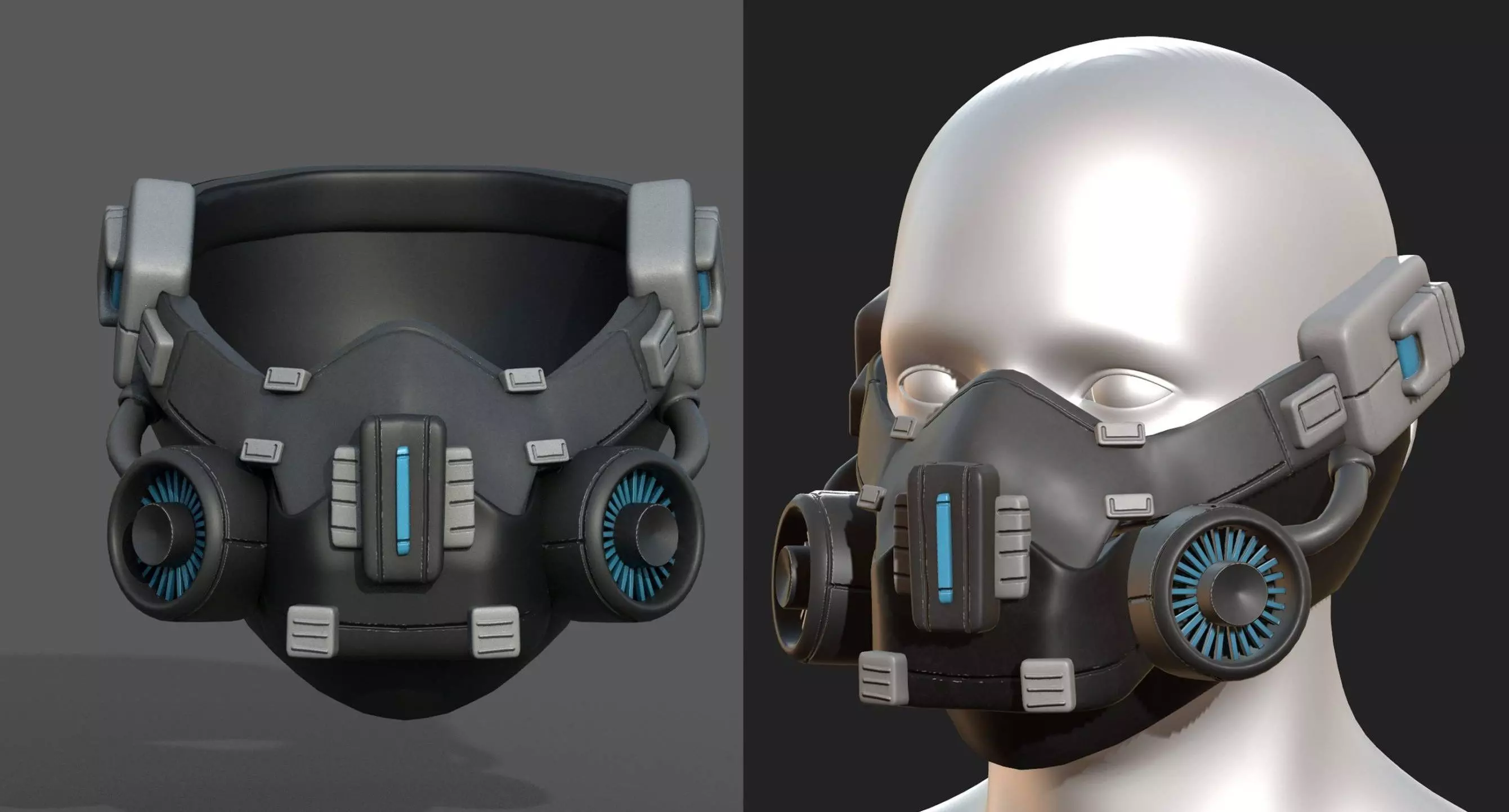 Gas mask helmet scifi futuristic military  Low-poly 3D model_0