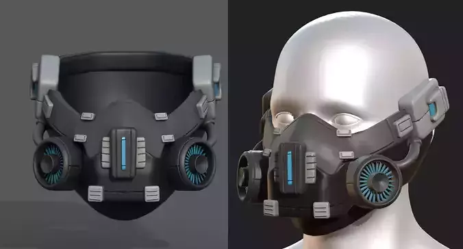 Gas mask helmet scifi futuristic military  Low-poly 3D model