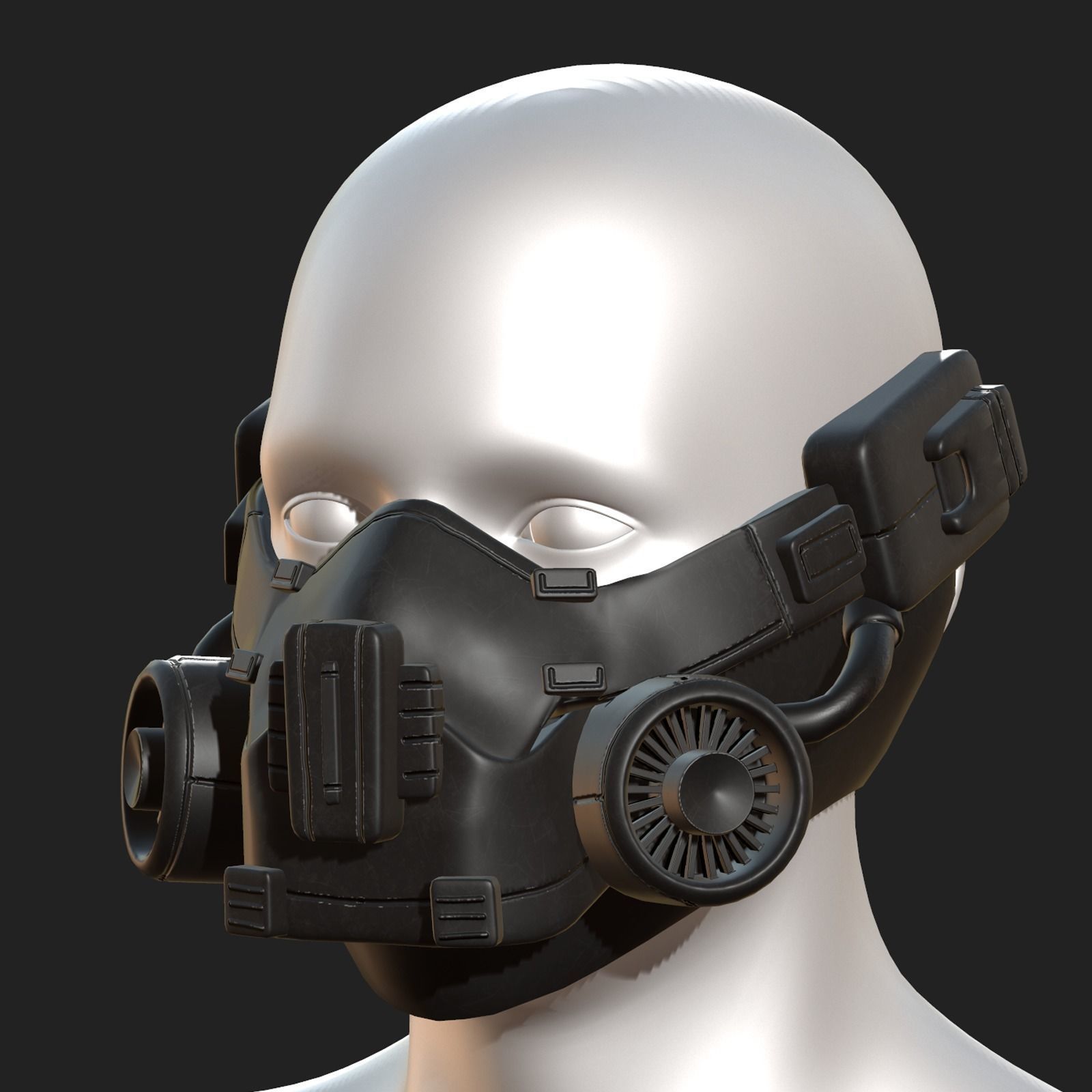 Gas mask respirator scifi futuristic helmet  Low-poly 3D model_1
