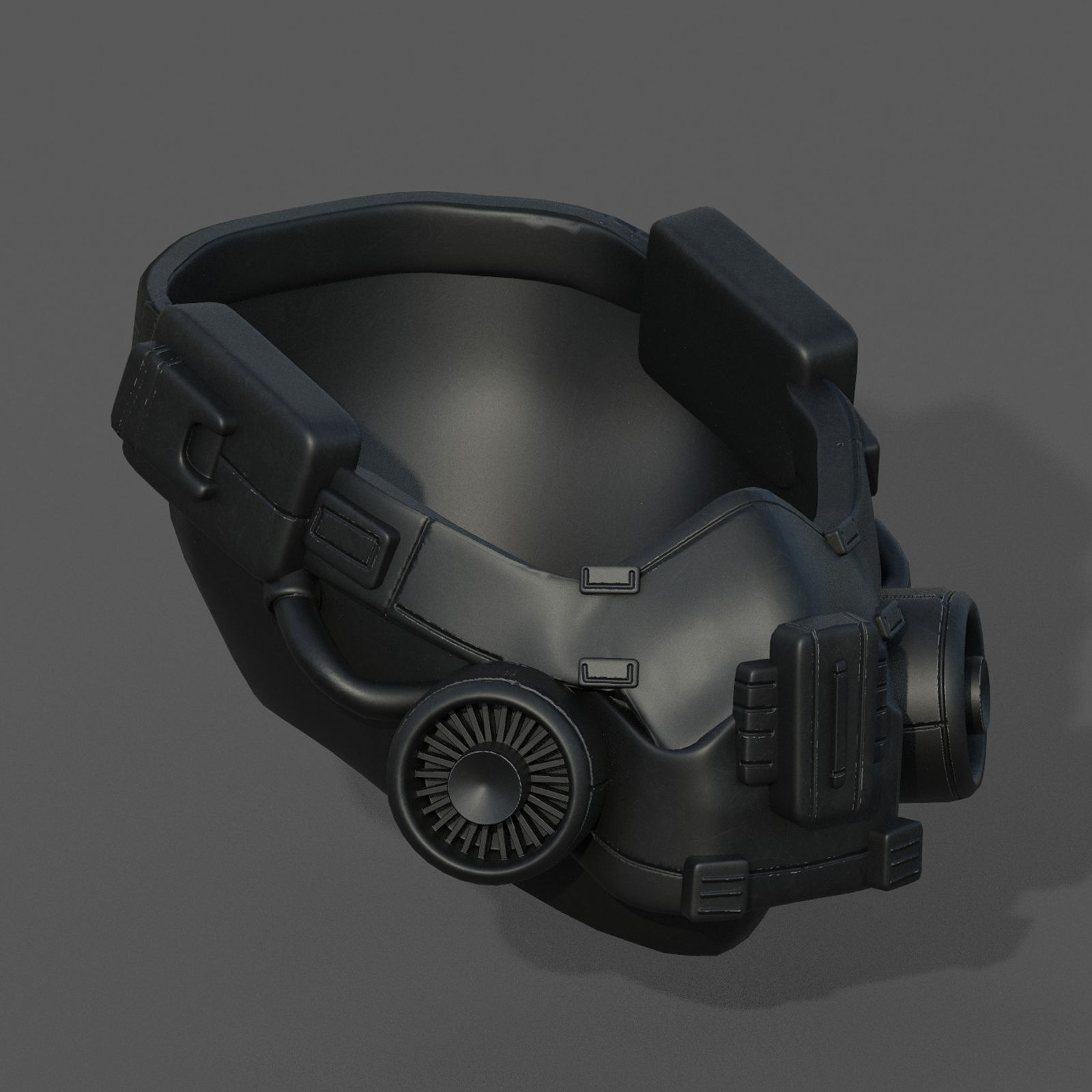 Gas mask respirator scifi futuristic helmet  Low-poly 3D model_5