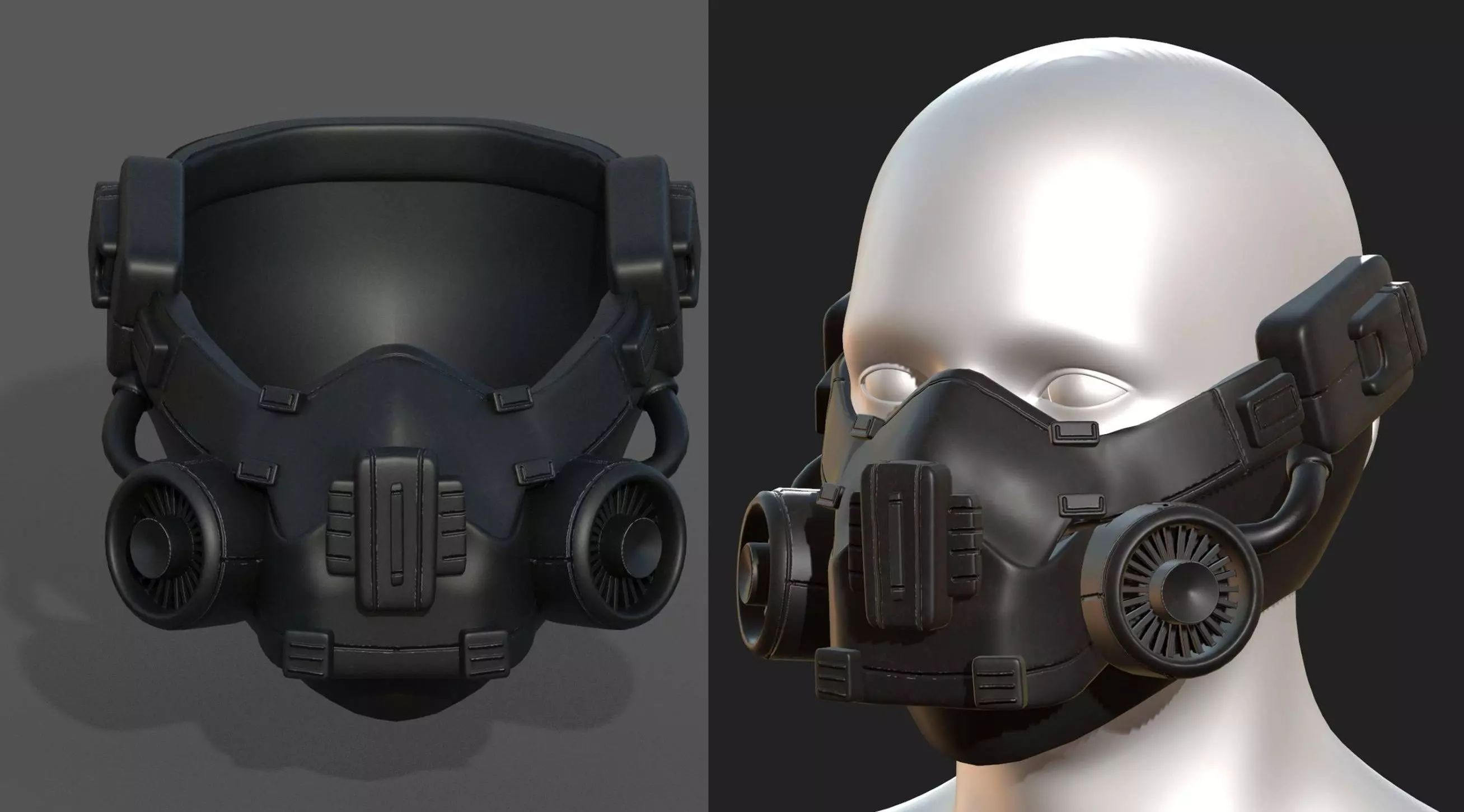 Gas mask respirator scifi futuristic helmet  Low-poly 3D model_0