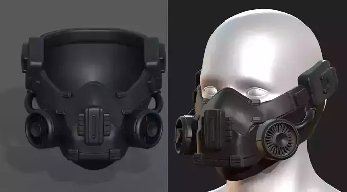 Gas mask respirator scifi futuristic helmet  Low-poly 3D model