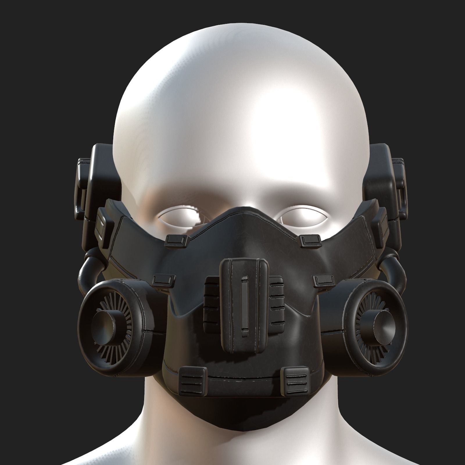 Gas mask respirator scifi futuristic helmet  Low-poly 3D model_2