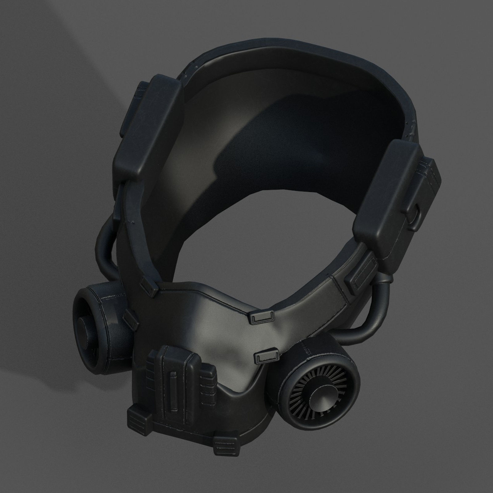 Gas mask respirator scifi futuristic helmet  Low-poly 3D model_7