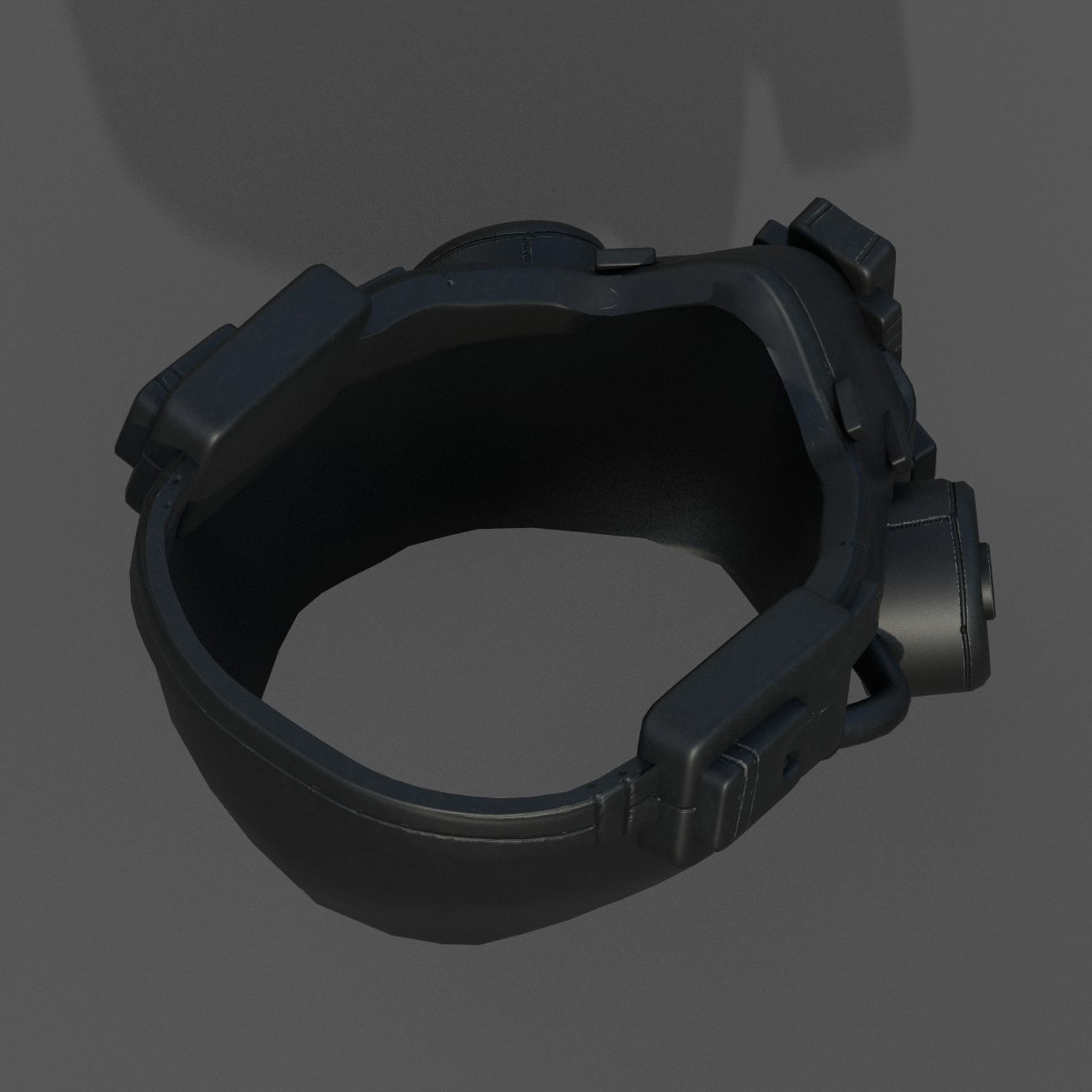 Gas mask respirator scifi futuristic helmet  Low-poly 3D model_8