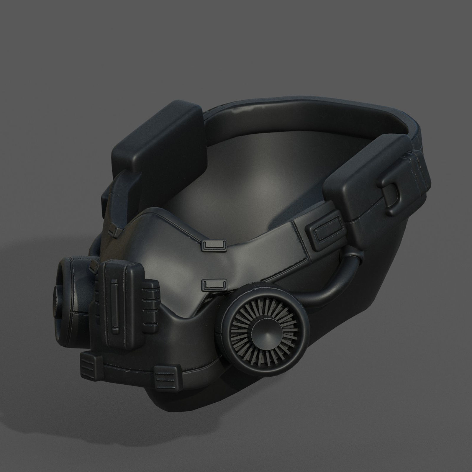 Gas mask respirator scifi futuristic helmet  Low-poly 3D model_4