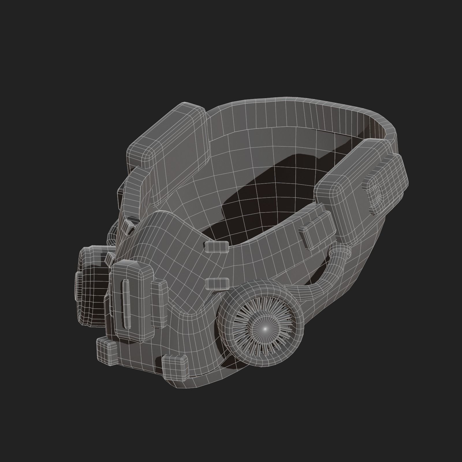 Gas mask respirator scifi futuristic helmet  Low-poly 3D model_12