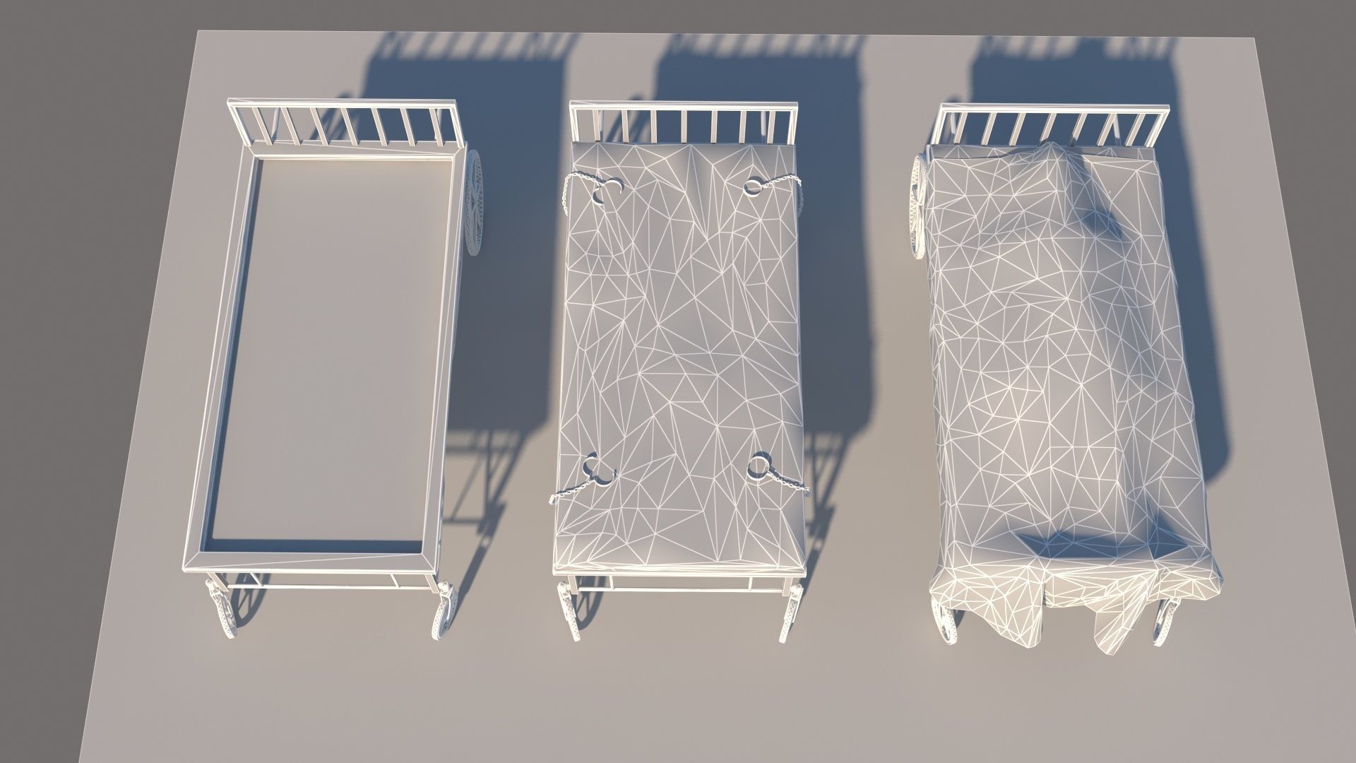 old bed Low-poly 3D model Low-poly 3D model_7