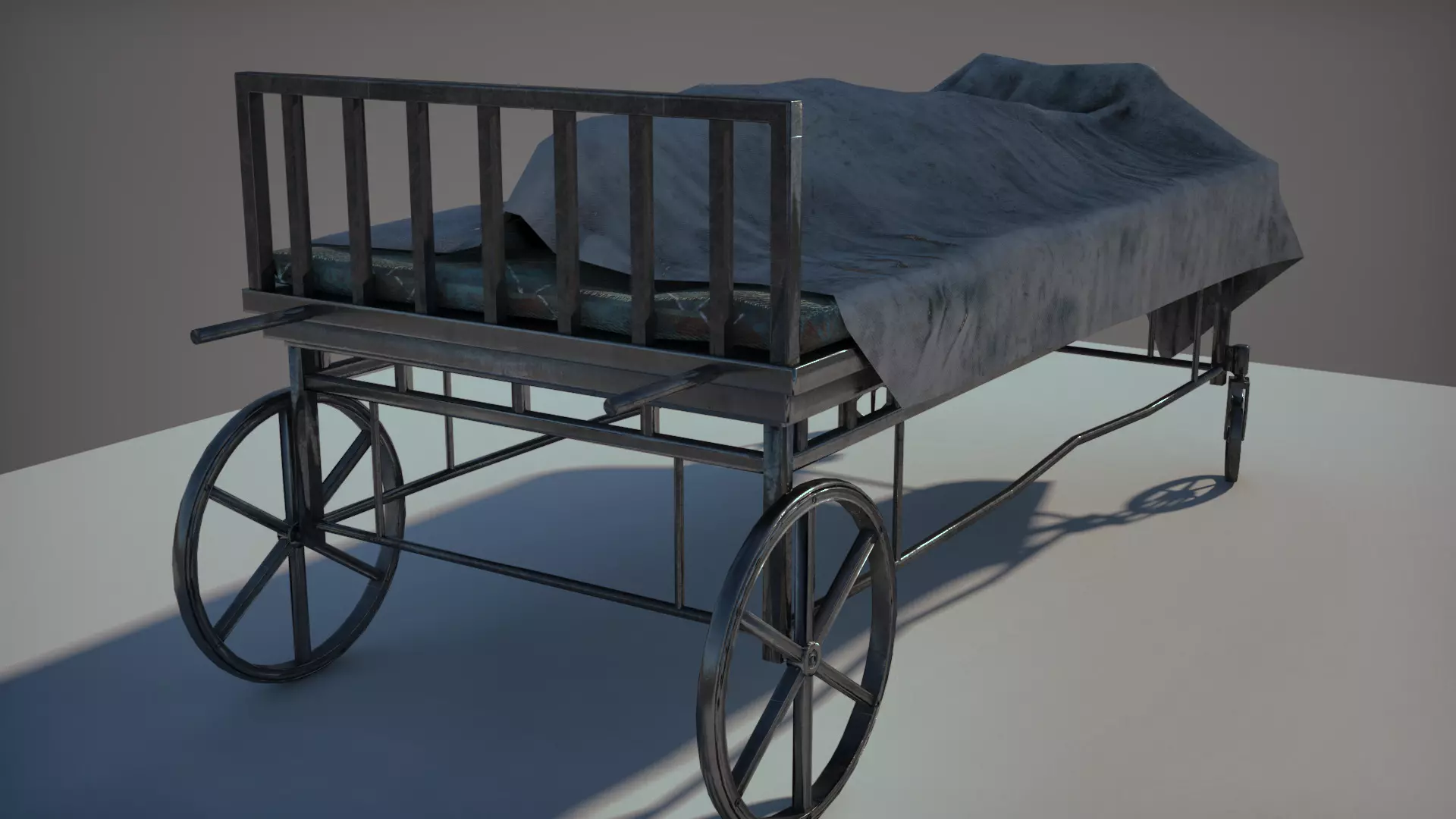 old bed Low-poly 3D model Low-poly 3D model_0