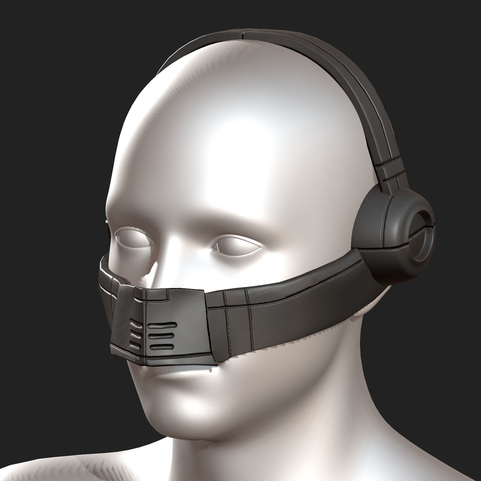 gas mask respirator scifi futuristic Low-poly 3D model_2