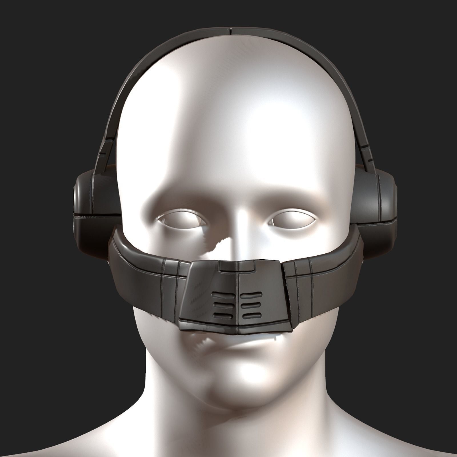 gas mask respirator scifi futuristic Low-poly 3D model_1