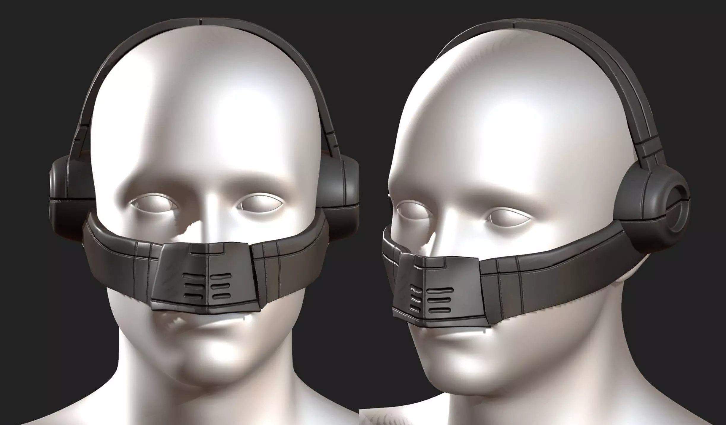 gas mask respirator scifi futuristic Low-poly 3D model_0