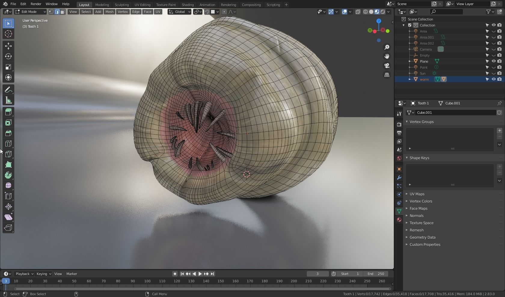 Worm Alien Low-poly 3D model_9