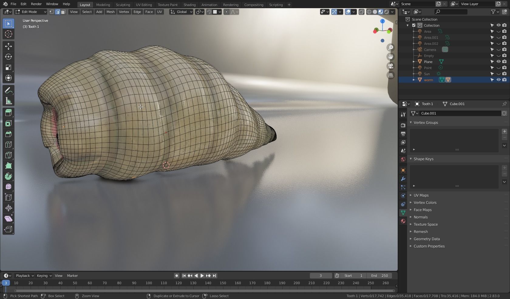 Worm Alien Low-poly 3D model_10