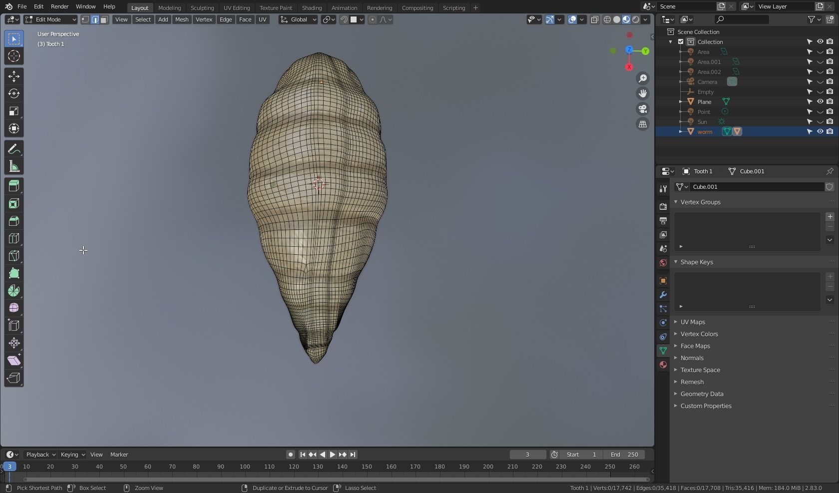 Worm Alien Low-poly 3D model_11
