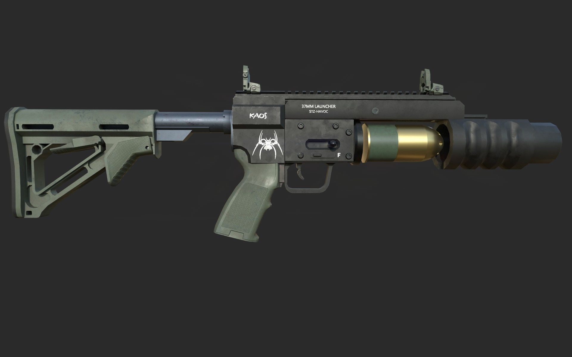 Havoc Grenade Launcher  Low-poly 3D model_8