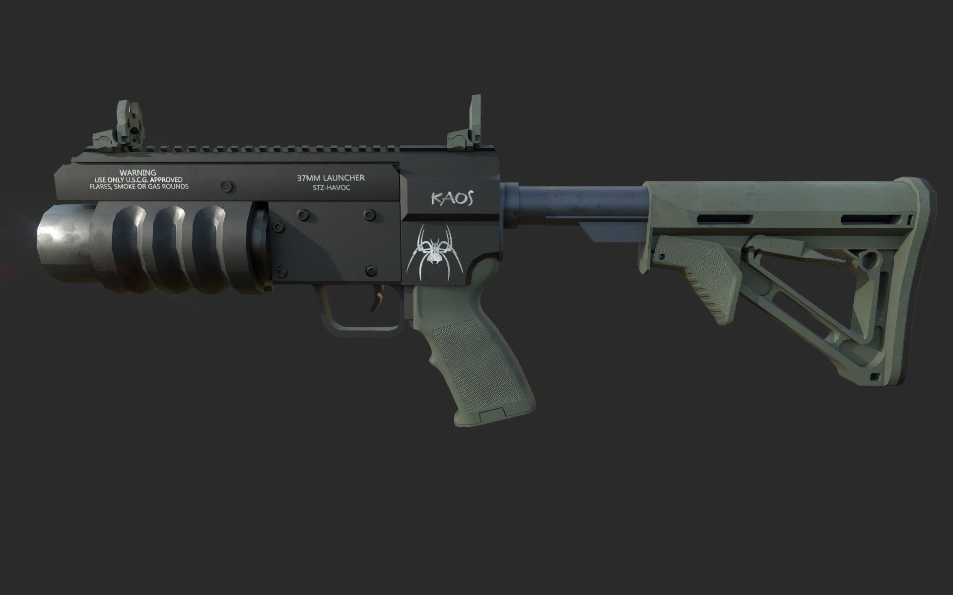 Havoc Grenade Launcher  Low-poly 3D model_2