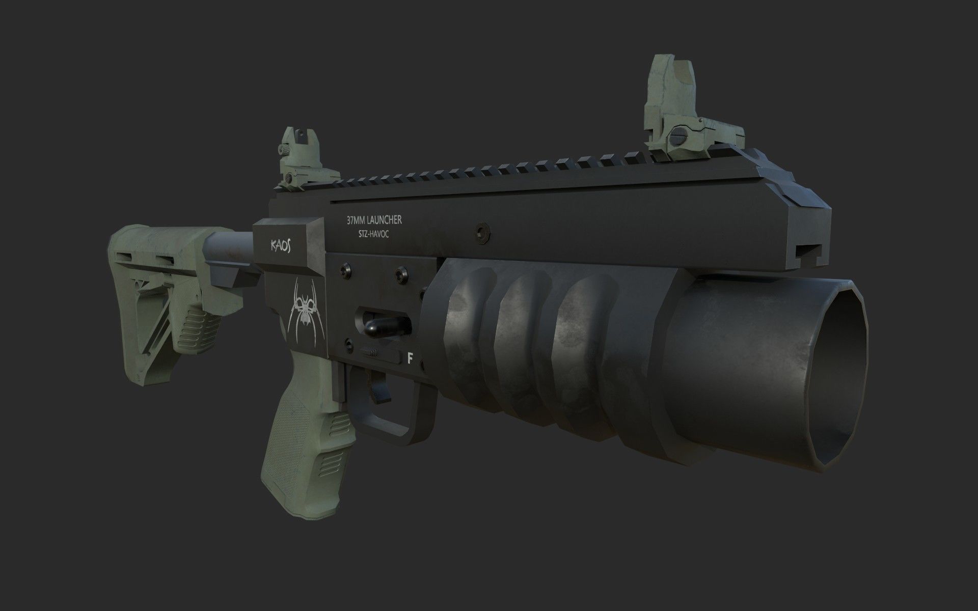 Havoc Grenade Launcher  Low-poly 3D model_4