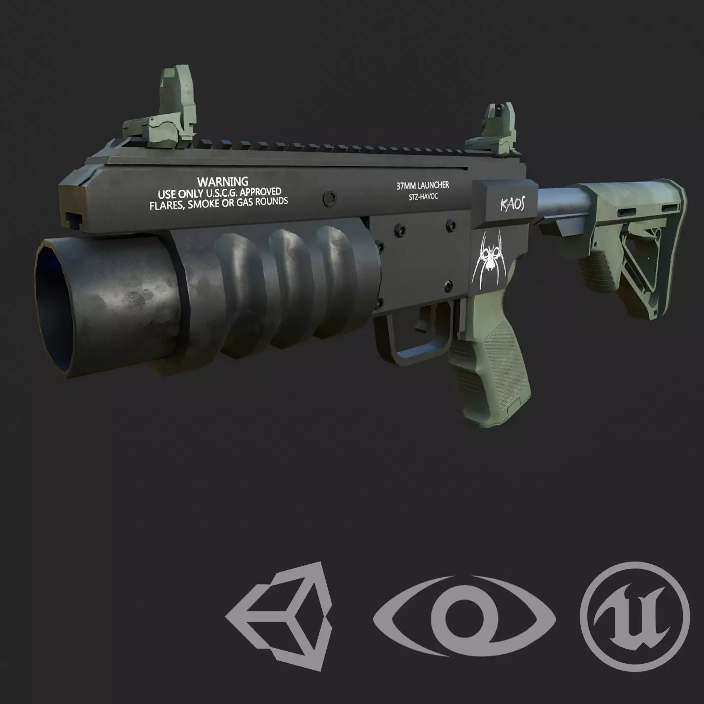 Havoc Grenade Launcher  Low-poly 3D model_0