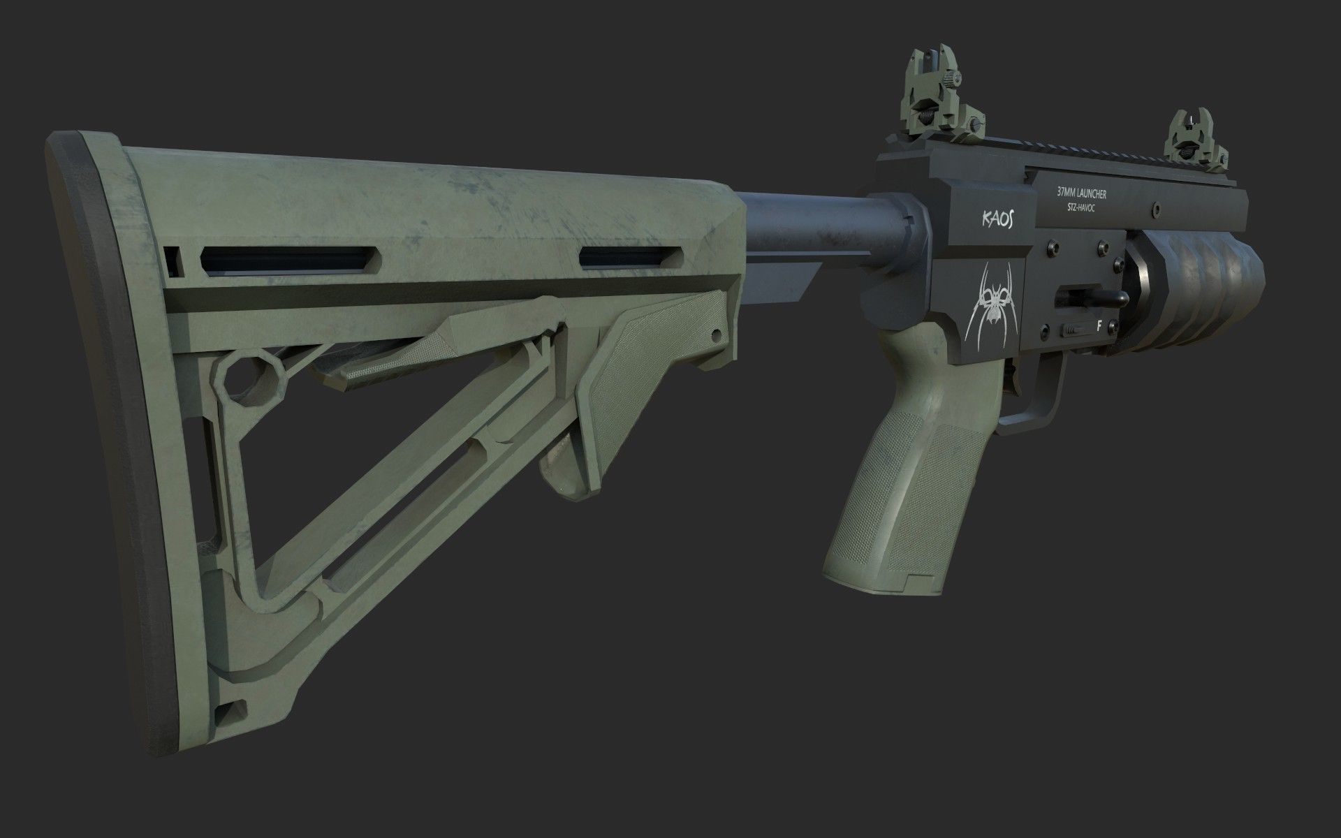 Havoc Grenade Launcher  Low-poly 3D model_6