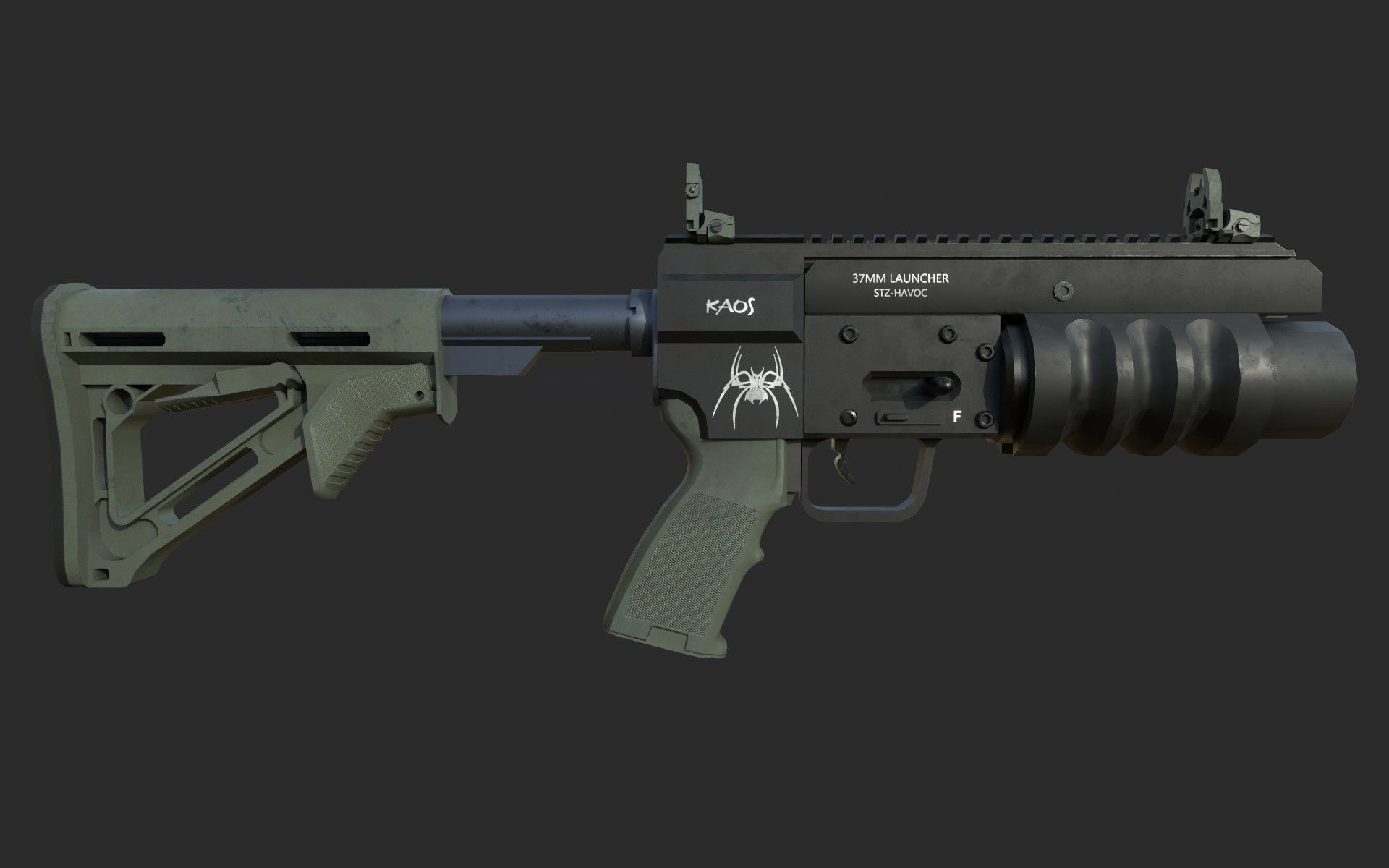 Havoc Grenade Launcher  Low-poly 3D model_1