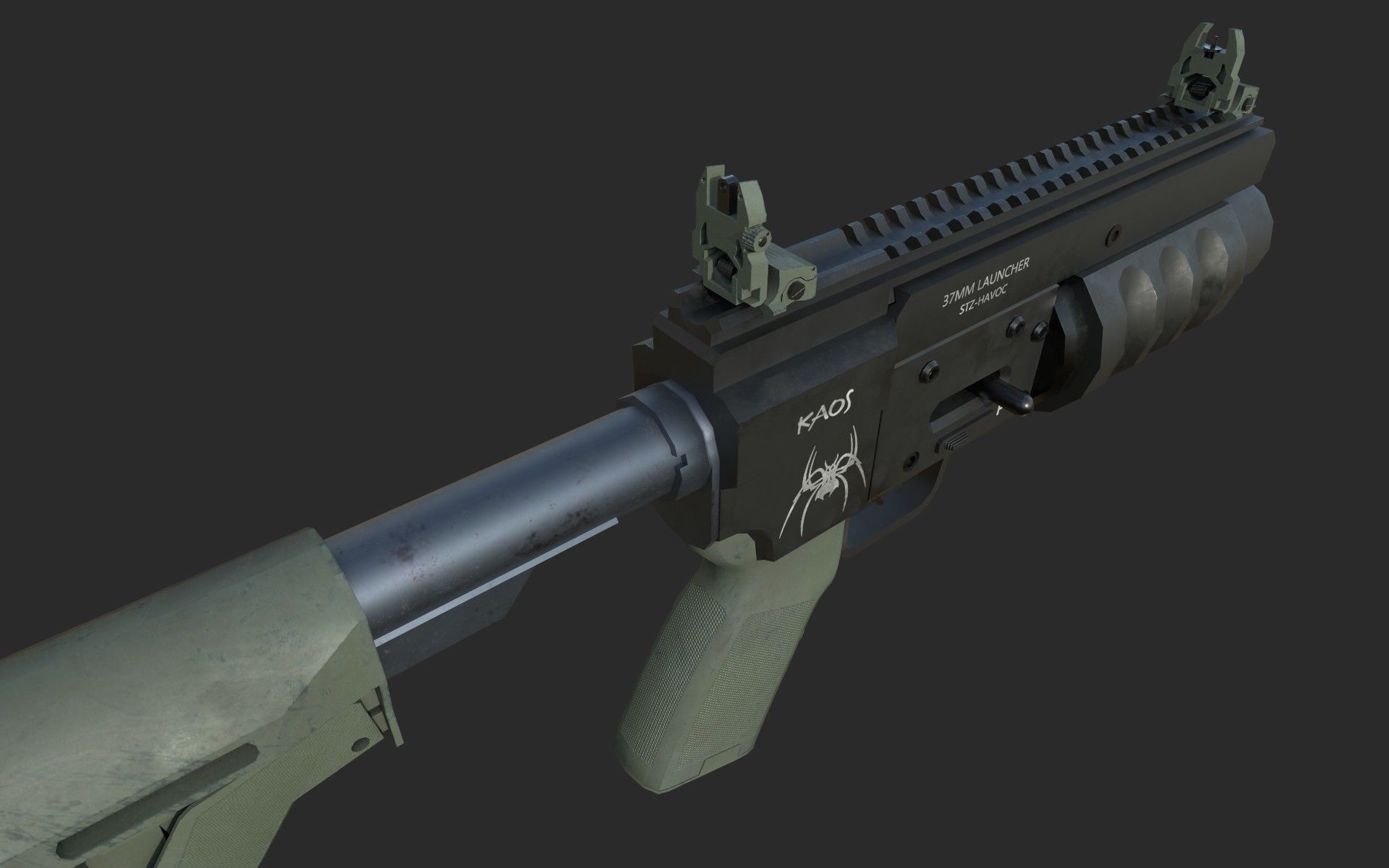 Havoc Grenade Launcher  Low-poly 3D model_7