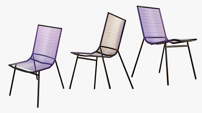 Vintage Chair for Recreation or Leisure Places Low-poly 3D model 6