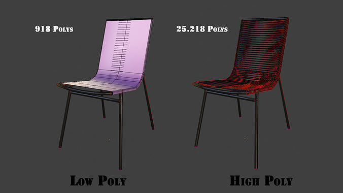 Vintage Chair for Recreation or Leisure Places Low-poly 3D model 5