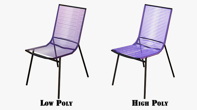 Vintage Chair for Recreation or Leisure Places Low-poly 3D model 4